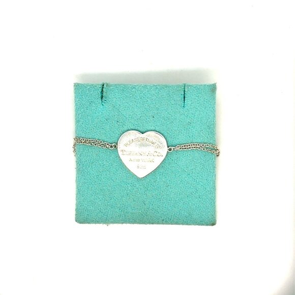T&Co. 925 Heart Tag Double Chain Bracelet - Picture 1 of 10